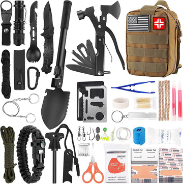 142-Piece Survival and First Aid Kit – Professional Gear with Molle Pouch for Camping, Outdoor Adventure, and Emergency Preparedness